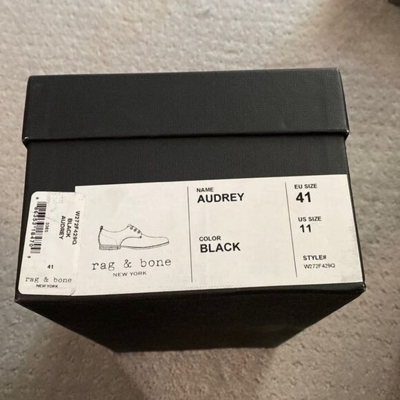 Rag & Bone Audrey Leather Shoes Oxford Tie Up Flats Black 41 - Picture 5 of 16